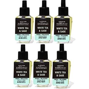 Bath & Body Works Wallflowers Fragrance Refill, 6-Pack White Tea & Sage (24 ml each)
