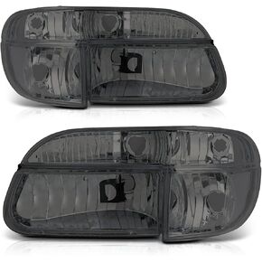 M-AUTO Left & Right Headlight Headlamp with 2 Pre-assembled 6000K LED Bulbs Compatible with 95-01 Ford Explorer, 1997 Mercury Mountaineer, Black Housing Clear Lens Clear Corner Head Lamps