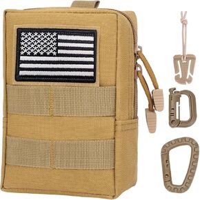 Tactical Molle Pouch Molle Utility Pouch Medical EDC Admin Pouch Molle EDC EMT Utility Pouch with US Flag Patch Web Dominator Elastic Strings and Keychain