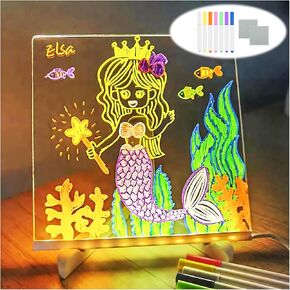 OneNine LED Note Board with Colors, 2024 New Glowing Acrylic Message Marker Board, Light up Dry Erase Board with Stand as a Glow Memo Letter Board Note Glass White Board (11.8 * 7.9in)