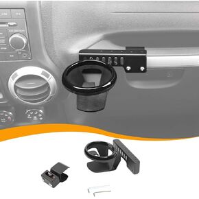 Hoolcar Passenger Grab Handle Cup Holder Co-pilot Grab Bar Water Cup Holder Compatible with Jeep Wrangler JK JKU 2007-2010, Interior Accessories, Black