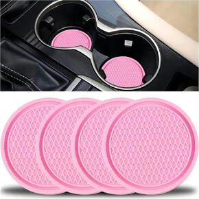 Car Interior Accessories Holders Car Cup Coaster Cup, 4PCS Universal Non-Slip Cup Holders Embedded in Ornaments Coasterfor (Pink)