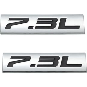 2Pc 7.3L Emblem Triple 3D Metal Badge Sticke for Hood Fender Door Trunk (Silver Black)