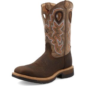 Twisted X Men's 12" Western Work Boot, Square Toe Alloy Toe, Taupe & Bomber, 11 EE