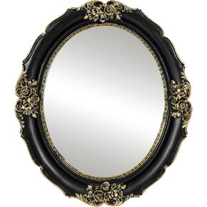 Gothic Decor,Wall Mounted Mirror, Vintage Style Oval Mirror, 10.5 by 12.5 inches, Black
