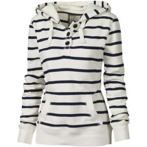 LOOLY Women Plain Pullover Spring Hoodie Striped Hooded Jacket