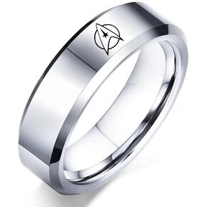 XAHH 6mm Silver Star Trek Stainless Steel Wedding Ring for Women Men,Couple Lover Proimse Anniversary High Polished Band Size 5-13