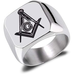 Freemason Masonic Ring for Men Women Stainless Steel Wide Size 7-12 Jewelry With Gifts Bag