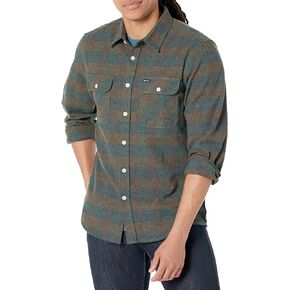 Brixton mens Bowery L/S Flannel Button Down Shirt, Ocean, Large US