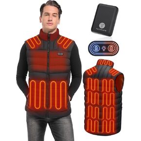 Heated Vest for Men with Battery Pack Included 20000mAh Electric Heating Vest with 15 Heat Zones 3 in 1 Smart Controller Waterproof Warm Coat for Winter Hunting Work, XXL