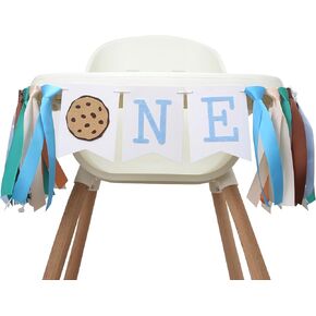 Milk And Cookies High Chair Banner - Cookie One Banner For First Birthday，Cookie Party Supplies Photo Props，Cookie Cake Smash Party Decorations，Cookie Themed Baby Shower Decorations