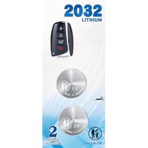 2Pack CR2032 Key fob Battery Replacement for Hyundai (fits 2013-2018) Smart Azera Equss Genesis Sedan Santa Fe, FCC ID: SY5DMFNA04