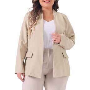 Agnes Orinda Plus Size Blazers for Women Button 2024 Long Sleeve Office Work Business Suit Blazer Jacket