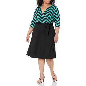 Star Vixen Women's Plus-Size Faux-Wrap Dress