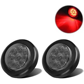 MACHSWON 2PCS 2" Round Red Side Marker Lights with Smoked Lens Universal for 12V Trailers Trucks Vans etc. IP67 Waterproof Led Clearance Marker Lights with Rubber grommet