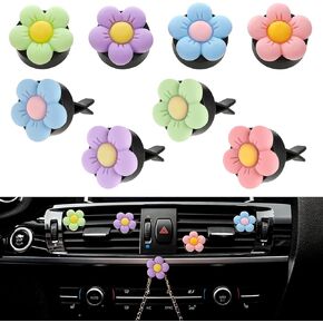8Pcs Flower Air Freshener Car Clips Cute Daisy Flower Car Air Vent Clips Kawaii Universal Car Air Conditioner Vent Interior Decor for Women Girls