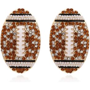 Football Earrings for Women, Beaded Football Stud Earrings for Womens, Cubic Zirconia Football Sports Ear Studs, Cute Football Jewelry -s Funny Earrings