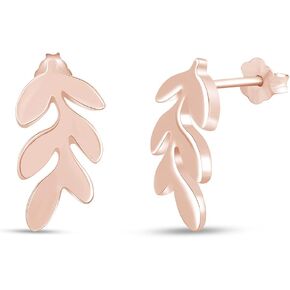 Minimalist Tiny Leaf Stud Earrings In Gold Over Sterling Silver