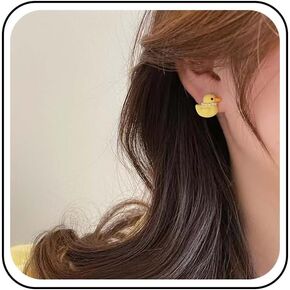 Boho Duck Cute Earrings Vintage Duck Studs Earrings Funny Duck Cartoon Earrings Acrylic Duck Animal Earrings Jewelry for Women (Style A)