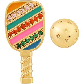 Mismatched Simple Gold-Toned Pickleball Paddle Ball Sporty Earrings for Women Things Jewelry Accessories Romantic Cool Gifts for Her Women