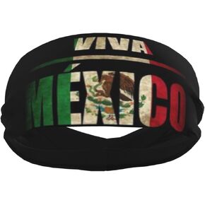 Mexico Headbands for Hiking Running Cycling Mexico Flag Headbands Mexican Sweatbands Wide Head Bands