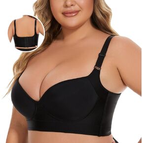 Full Back Coverage Bras for Women, Fashion Deep Cup Hide Back Fat Bra with Shapewear Incorporated Push Up