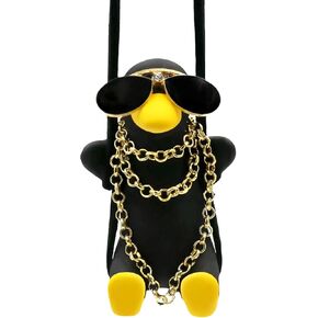 Swinging Duck Car Hanging Ornament, Cute Car Hanging Accessories for Rear View Mirror, Car Pendant Black Swinging Sunglasses Duck Hanging Swing