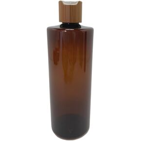 Empty Cosmetic Bottles 16oz/500ml 2 Pack with Bamboo Disc Top Flip Cap for Shampoo Lotion Liquid Soap,Cream,Refilable Plastic Squeeze Travel Size Toiletry Bottles