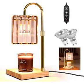 Candle Warmer Lamp with Timer & Dimmer, Electric Candle Lamp Warmer Adjustable Height Scented Wax Lamp Warmer with 2 Bulbs House Warming Gifts Home Decor