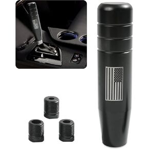مقابض ناقل الحركة YAKEFLY Gear Stick، مقبض ناقل معدني طويل بتصميم العلم الأمريكي، رافعة تروس مرجحة من سبائك الألومنيوم، مقبض ناقل الحركة المعدني، مقبض ناقل الحركة للسيارة (أسود) in Kuwait