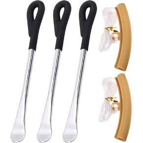Tire Spoon Levers Set - 3Pcs Tire Changing Spoon 10" Motorcycle Tire Iron Spoons Bicycle Tire Levers Tool Kit Tire Changer with 2 Pcs Rim Protectors, Black