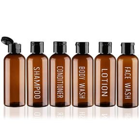 Travel Bottles for Toiletries 6 Pack 3.4oz Travel Size Containers TSA Approved Leak Proof Travel Shampoo and Conditioner Bottles Plastic Squeeze BottlesTravel Essentials Accessories(Brown)
