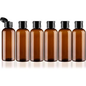 زجاجات السفر لمستلزمات النظافة 6 عبوات بحجم 3.4 أونصة حاويات بحجم السفر معتمدة من إدارة أمن المواصلات الأمريكية وزجاجات شامبو وبلسم للسفر مانعة للتسرب وزجاجات ضغط بلاستيكية وإكسسوارات أساسيات السفر (بني) in Kuwait