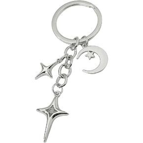 Fuqimanman2020 Aesthetic Star Moon Keychain Dainty Star Moon Charm Chain Keychain Bag Accessories Birthday Gifts for Women