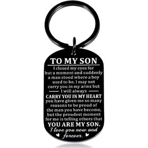 Son Gifts from Mom Dad - To My Son Keychain Gifts for Him Inspirational Birthday Graduation Gifts for Boy Son Christmas Stocking Stuffers for Teen Boys 16-18 Wedding Gifts for Grown Son Adult Son Him