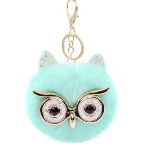 Puffball Owl Faux Fur Pom Pom Keychain Handbag Purse Jewellry Holder Keyring Backpack Pendants