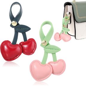 Leather Cherry Keychain for Purse Cherry Bag Charm Cherry Keychain Charm for Women Handbags Handbag Charms Red Cherry Accessories Pink Cherry Keychain Accessory