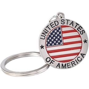 American Flag Letter Keychain United States of America Keychain Metal Ring Star Stripe US Keyring Alloy Drip Oil Key Chain Pendant Car Key Ring Holder Accessories