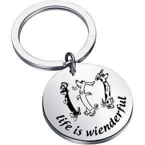 AKTAP Dachshund Keychain Dog Owner Jewelry Wiener Dog Mom Dad Gift Life Is Wienderful Key Ring