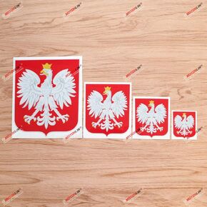 Polish Coat of Arms Polska Poland Eagle Vinyl Decal Sticker - 4 Pack Reflective, 2 Inches, 3 Inches, 4 Inches, 6 Inches - for Car Boat Laptop Cup Phone