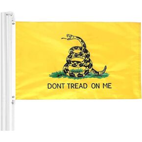 Premium Embroidered Gadsden Dont Tread On Me Flag 2x3 Ft with Long Lasting Nylon, Double Sewn Stripes and Sturdy Brass Grommets. Best American Tea Party Gadsden Flag Outdoor/Indoor Display