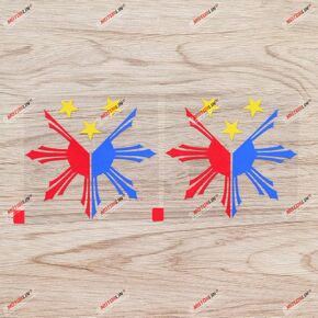 (2) 4'' Eight-ray Sun Stars Flag of Philippines 3 Colors Decal Sticker Car Vinyl sda1