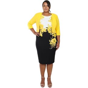 Maya Brooke Women's Floral Print Sheath Dress with Coordinating Cropped Jacket