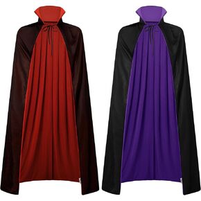 عباءة Mainfini الرجالية للهالوين Vampire Cape للبالغين بياقة واقفة (M-XL)