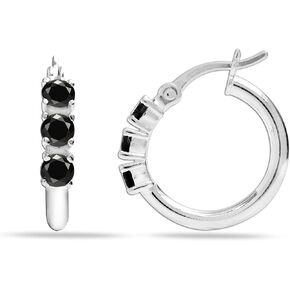 LeCalla 925 Sterling Silver Jewelry Gemstone Birthstone Small Hoop Earrings for Women (3MM Round)