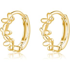 SLUYNZ Solid 925 Sterling Silver Small Butterfly Earrings Hoop for Women Teens Cluster Butterfly Hoop Earrings Huggie