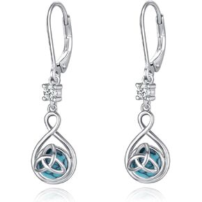 Turquoise Earrings Jewelry for Women 925 Sterling Silver Turquoise Celtic Knot Leverback Earrings Jewelry Boho Gifts