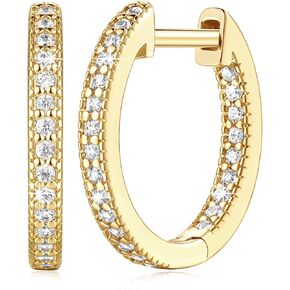 Gold Earrings 14K Gold Earrings for Women Trendy Inside-out Cubic Zirconia Huggie Tiny Small Hoop Earrings for Womens Earrings Stylish Huggie Earrings for women 14MM