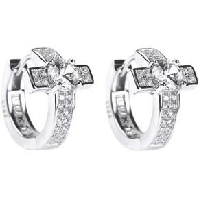 Crystal Cross Hoop Earrings Trendy Cubic Zirconia Round Huggie Earring for Women Small CZ Huggie Hoops Wedding Party for Women Sister Hypoallergenic Lightweight Gift Jewelry