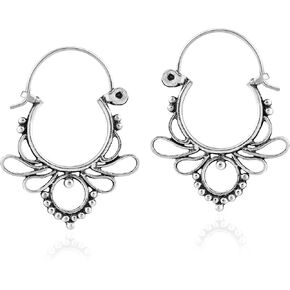 AeraVida Elegant Bali Inspired Swirling Accents Sterling Silver V-Lock Hoop Earrings | Elegant Sterling Silver Hoop Earrings | Trendy Earrings for Women | Hoop Earrings Set